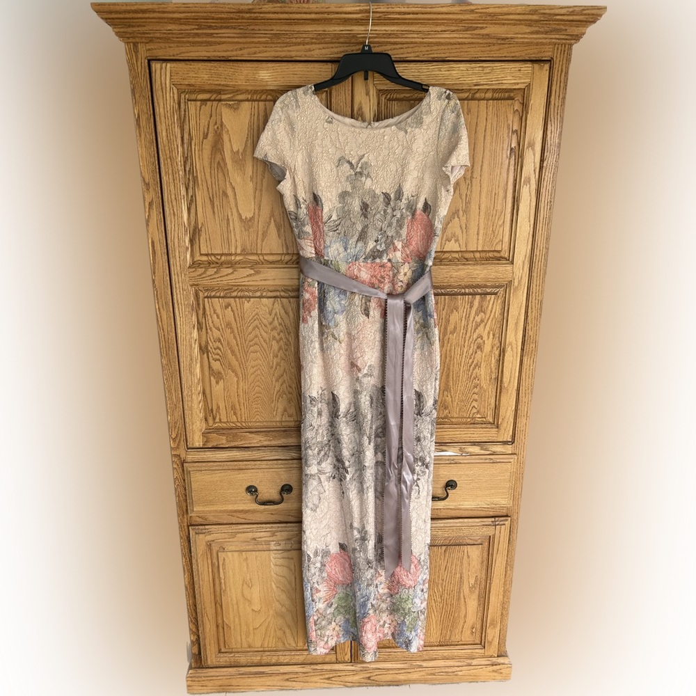 COPY - BHLDN Dress Adrianna Papell Matelasse Floral Jacquard Column Gown